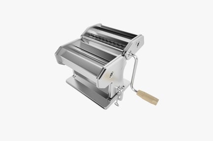 Preview: Pasta machine with wooden handle and cutter attachment