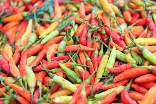 Preview: Chilli peppers on market stall