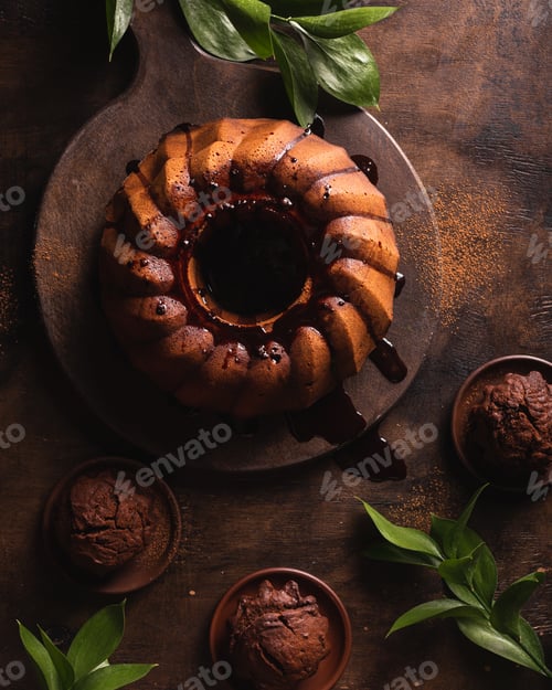 Preview: Chocolate Bundt cake with icing and cocoa
