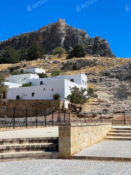 Preview: Lindos Acropolis and white houses in Rhodes