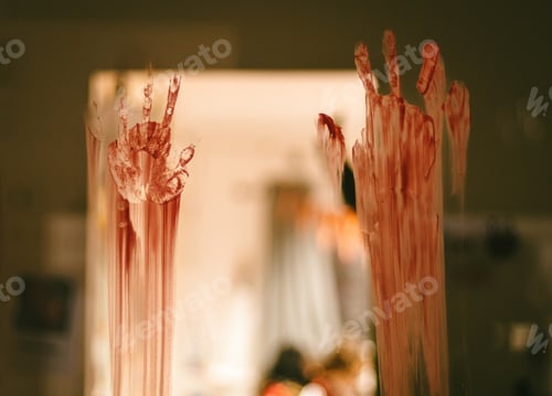 Preview: Portrait of bloody traces of hands.