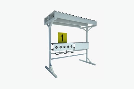Preview: Metal hopper structure with numbered signage