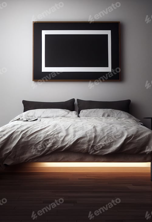 Preview: Mockup empty frame in dark elegant living room interior on empty dark wall background. room minimali