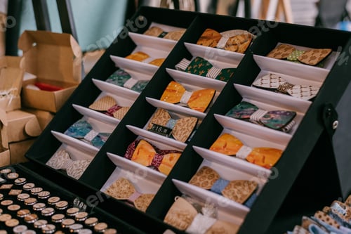 Preview: Fashionable wooden bow ties. Men's fashion. Shopping for men accessories.