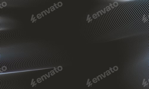 Preview: Abstract blue halftone with dark background with waves for banner. Medium banner size. Illustration