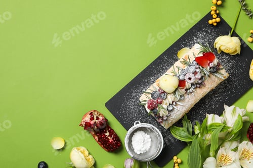 Preview: Meringue roll, concept of tasty and delicious food