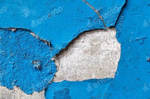 Preview: Old blue grunge wall in an uninhabited building or factory