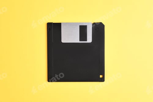 Preview: Floppy disk on yellow background