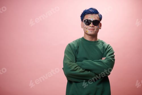 Preview: Stylish Man with Stickers on Face