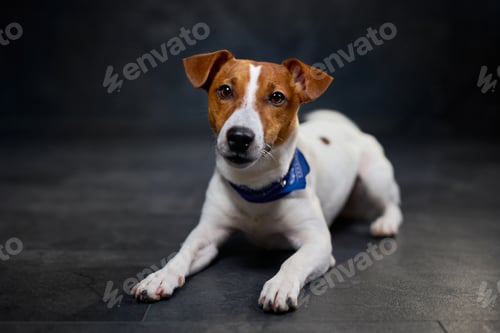 Preview: Cute Jack Russell dog on a black background