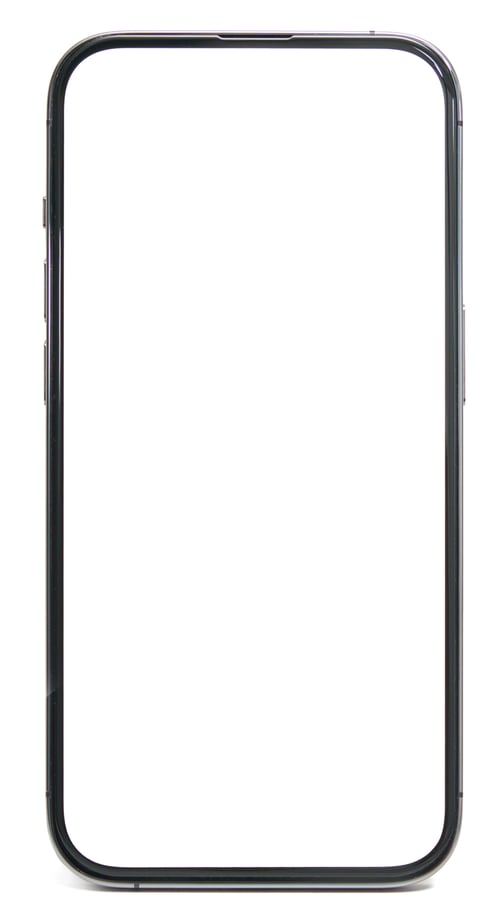 Preview: Big blank empty mobile phone with mock up screen isolated on white background.