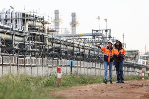 Preview: Engineers inspect the area around the factory for improvements.