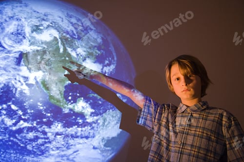 Preview: Boy with projection of earth