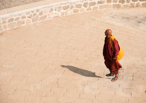 Preview: Buddhist monk visit to the Aurangabad Caves, India.