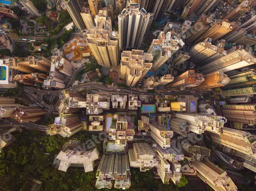 Preview: Hong Kong Downtown, China. Financial district in city in Asia. Skyscraper buildings