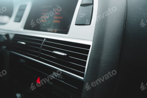 Preview: Car air conditioning system and the air flow inside the car. Detail interior of car