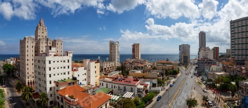 Preview: Aerial view of the residential neighborhood in the Havana City, Capital of Cuba