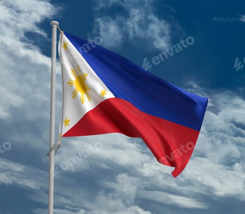 Preview: National Flag Waving Against Cloudy Sky Background