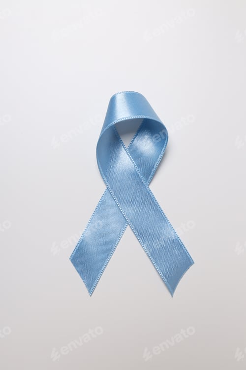 Preview: Blue satin ribbons on light background, Movember concept