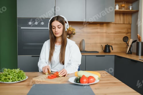 Preview: Adorable nice charming cheerful pretty beautiful stylish excited girl listening to music,
