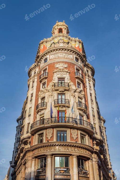 Preview: The top of the Valencia Bank building in Spain