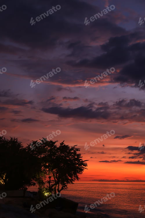 Preview: Red sky sunset beach