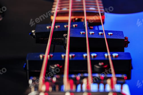 Preview: Guitar fingerboard with strings close up photo