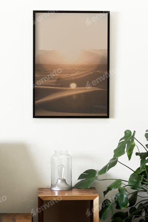Preview: Picture frame mockup in a bedroom