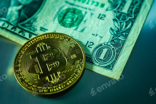 Preview: Two golden bitcoin coins to pay online.