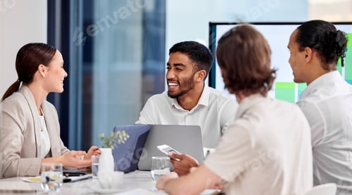 Preview: A man cannot be comfortable without his own approval. Shot of a group of people in ameeting.