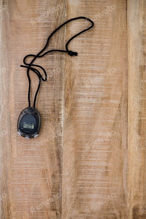 Preview: Stopwatch on Light Wood, Focus on Health