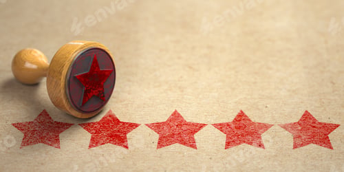 Preview: Five stars printed on craft paper with stamp.