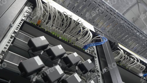 Preview: Storage servers are located in the server room of the data center. Back of the server installed in