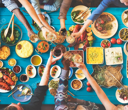 Preview: Friends Happiness Enjoying Dinning Eating Concept