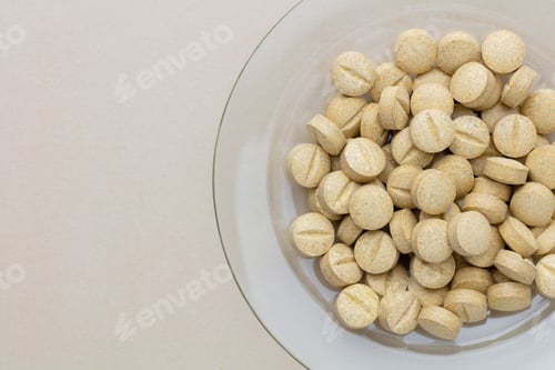 Preview: Homeopathic pill supplement. Alternative Medicine. Vitamin capsules.