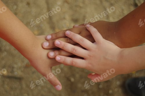 Preview: children of different nationalities holding hands, a symbol of friendship and peace