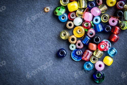 Preview: Top view of colorful glass beads