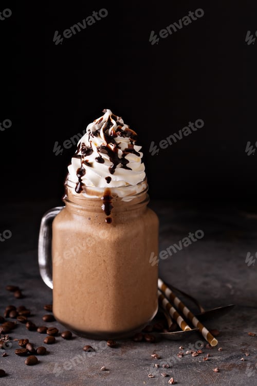 Preview: Chocolate frappe coffee with whipped cream
