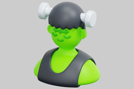 Preview: Cartoon character with green skin and black hair in a gray tank top