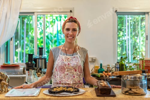 Preview: Business owner standing at the bar of her coffee and juice shop.