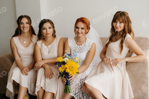 Preview: bride in black lace dress with yellow wedding bouquet