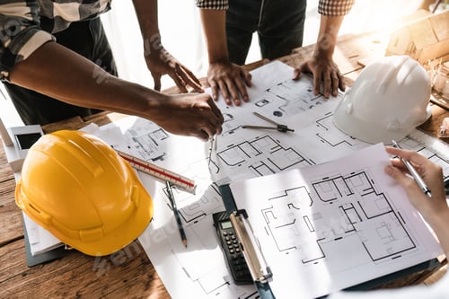 Preview: professional architect designer structural engineer team colleagues working office. Architects