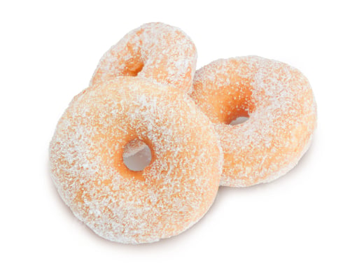 Preview: Donuts with sugar on white background