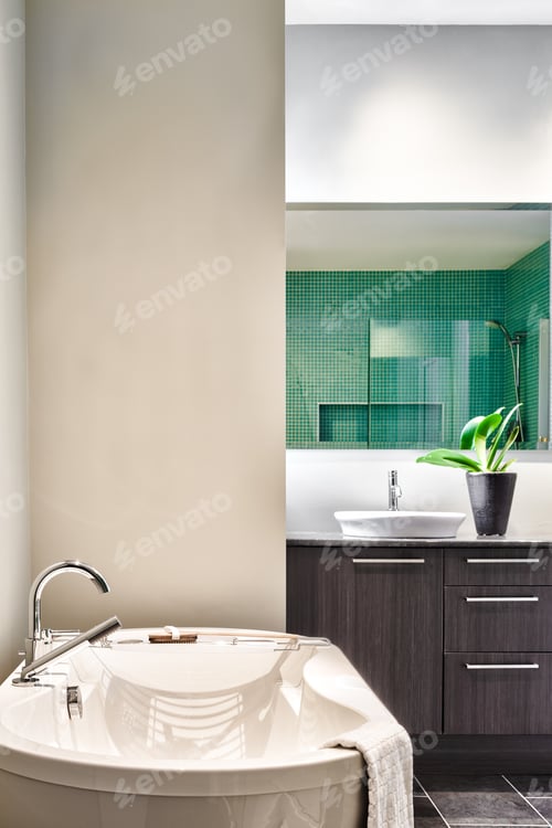 Preview: Modern Bathroom using soft Green Pastel Colors