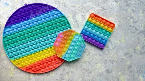 Preview: Multicolored rainbow Round Square Octagon pop it toys Squishy balls Simple dimple butterfly shape