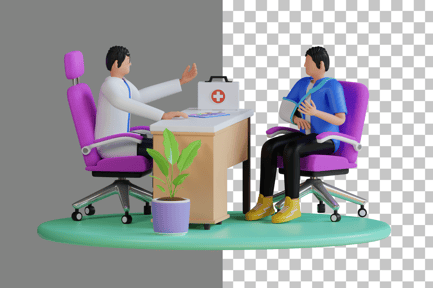 Preview: Fractured Person Visiting Orthopedist 3D Illustration