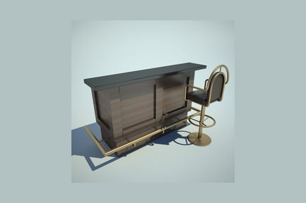 Preview: Bar counter with storage and adjustable stool