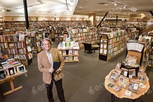 Preview: Portrait of a caucasian male owner of a large bookstore