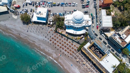 Preview: Rhodes island town Elli beach a popular summer tourist destination, Dodecanese, Aegean, Greece