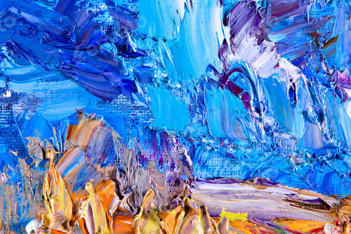 Preview: Abstract Oil Painting with Blue, Orange and Purple
